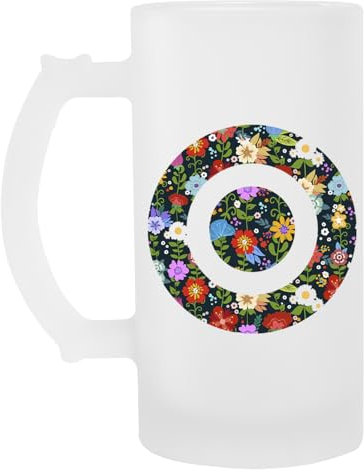 Suzetee Target Flower Transparentes Bierglas Mit Henkel Trinkbecher
