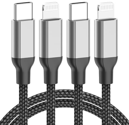 Acecene Lot de 2 câbles Lightning USB C - 2 m - Certifié MFi - Câble de charge rapide USB C Lightning avec synchronisation des données - Pour iPhone 14 13 12 11 Pro Max X 8 7 6 Plus SE - Noir