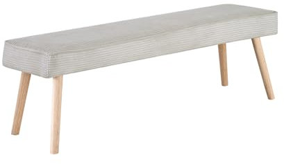B&D home Sitzbank Emil, Kord Stoff Esszimmerbank 120cm gepolstert Holzbank für Esszimmer, Flur, Garderobe mit Massivholzbeinen, skandinivisch modern Design, Grau, 11308-120-GRAU