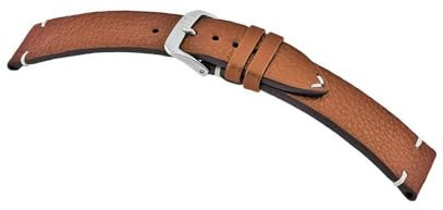 MANUFAKTURWERK Uhrenarmband Altona | Leder | für Damen und Herren | Silberne Schließe, Größe:M (Standard). 19/16 mm, Farbe:Cognac