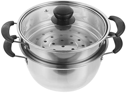 ANSNOW Olla de Acero Inoxidable con Vaporera - Vaporera de Alimentos Resistente para Cocinar - Olla de Vapor Pequeña para Verduras, Vaporera de Bolas de Masa (24,00 X 18,00 X 12,00 Cm/9,43 X 7,07 X