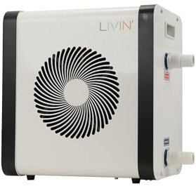 LIVIN' Mini pompa di calore piscina 4 KW – Mini pompa di calore piscina accessori piscina con diametro di 32/38 mm per riscaldamento piscina con capacità di 16.000 l – indicatore LED, corrente 230 V,