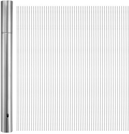 QUARKZMAN 100pz Spiedini Kebob Metallo 30cm x 2.8mm Bastoncini Rotondi Acciaio Inossidabile Riutilizzabili Spiedini per Barbecue Bastone Griglia Aperto Tubo Stoccaggio per Carne Gamberetti