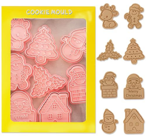 Ausstechformen Weihnachten Set- 8 Stück Keksausstecher Weihnachtes Plätzchenausstecher, Weihnachten 3D Ausstecher Kinder Christmas Cookie Cutter Mold Weihnachtsmann Kekse Formen für DIY Backen Fondant