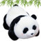 POPOYU Panda Kuscheltier Mit Glitzeraugen, Weiß/Schwarz Flauschige Weicher Plüschtier, 25cm Süße Lebensecht Gestaltetes Zimmer Deko, Spielzeug Geschenk für Kinder Jungen Mädchen