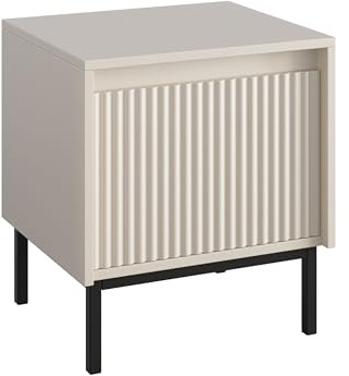 Mirjan24 Ozmi 1SZ - Table de chevet avec tiroir sur rails coulissants à billes - Pieds en métal - Table de chevet pour lit à sommier tapissier, console de chevet, table d'appoint (cachemire)