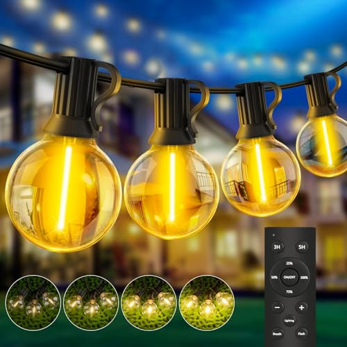 LED Lichterkette Außen 45M - 150FT Outdoor Lichterkette Strom mit 62+2 G40 Glühbirne Wetterfest Dimmbar Aussen Beleuchtung Warmweiß für Garten Terrasse Balkon Hochzeiten Pavillon