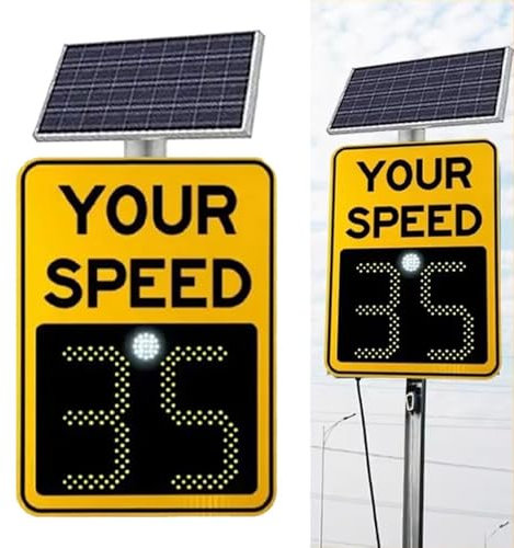 HLHGSFSRV Panneau de rétroaction Radar à énergie Solaire en Aluminium, Panneau de limitation de Vitesse à LED de 20 x 27 Panneau d'affichage de Vitesse Radar extérieur