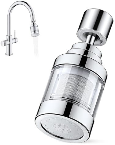 Tap Water Filter, 316 Stainless Steel Cartridge Tap Purifier 360 Degree Rotating Faucet Filter Super Adsorption Splashproof for Kitchen Tap Filter