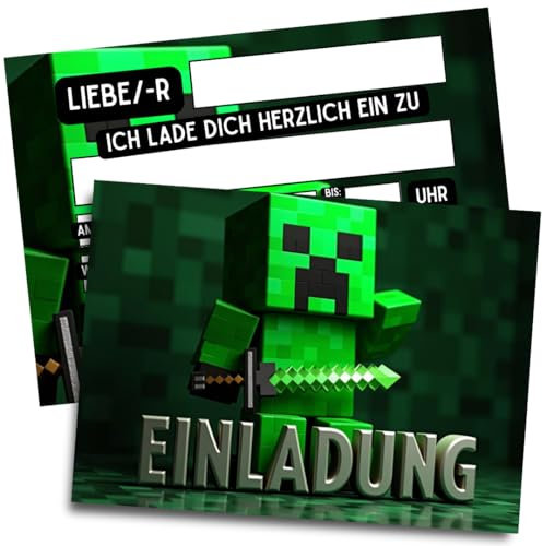 ZETTMANN® 10er Einladungskarten Kindergeburtstag Jungen & Mädchen - Stylishe Einladung zum Geburtstag - Einladungskarten Geburtstag - coole Geburtstagseinladungen für Kinder (Monster)