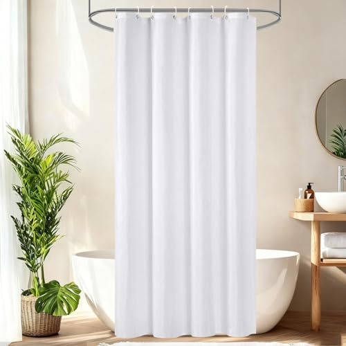 Bocoli Weiss Duschvorhang 100x200 cm,Wasserdicht, Textil Polyester Badevorhang Schnelltrocknend,Anti-schimmel Wasserdicht und Trocknet Schnell,Waschbar Hochwertig Stoff Duschvorhänge Badewanne