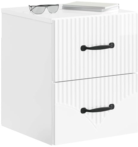 vidaXL Wandmontierter Nachttisch 2 pcs Hochglanz Weiß Holzwerkstoff, Schlafzimmer Aufbewahrungslösungen, rechteckige Moderne Nachttische, Coole Möbel für kuschelige Ecken