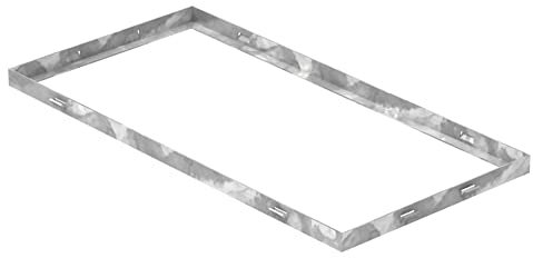 Fenau - Gitterrost-Zarge 300 x 600 x 23 mm für Rosthöhe von 20 mm, verzinkt – mit Aussparung für Maueranker - Passend für Baunorm-Rost: Fenau 290 x 590 x 20 mm