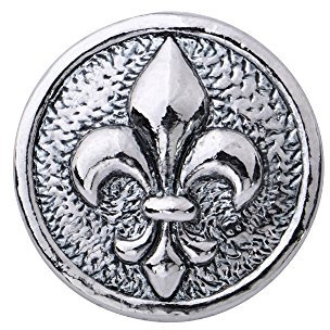 Quiges Damen Click Button 18mm Chunk Versilbert Fleur de LYS für Druckknopf Zubehör