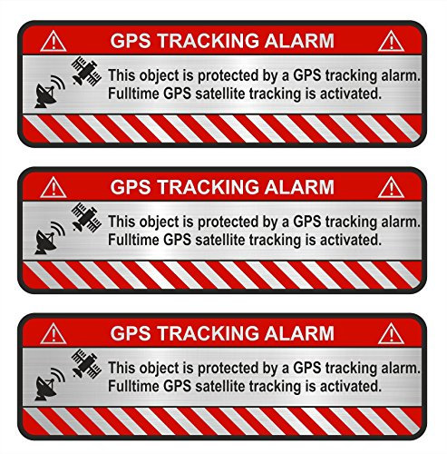 Finest Folia 9X GPS Aufkleber Fahrrad Motorrad Auto Alarm Warnung Anti Diebstahl Sticker Tracker gesichert (Aluminium Schliff Silber, R057 Object)