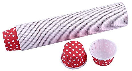 100 Stück Papierbackförmchen, Backförmchen aus Pergamentpapier, Cupcake-Förmchen, Muffin-Backförmchen, Dekorationsförmchen, 8 Farben zur Auswahl (rot)