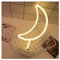 ENUOLI LED Moon Neon Light Signs Room Decor LED Neon Lights with Pedestal Warm White Night Lights Battery/USB Powered Indoor Lighting Bedside and Table Lamps Home Decoration