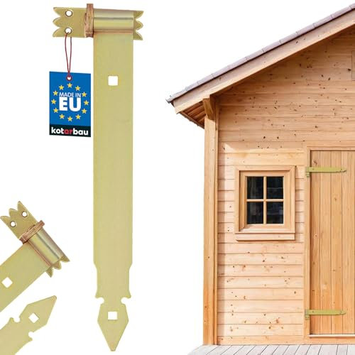 KOTARBAU® Ladenband 400 mm mit Kloben Torscharnier Scharnier Band Baubeschlag Torbeschlag Türbeschlag Rostfrei Torzubehör Verzinkt Gelb Torband Türband