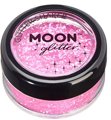 Streuer mit schillerndem Glitter von Moon Glitter - 100% kosmetische Glitzer für Gesicht, Körper, Nägel, Haare und Lippen - 5g - Rosa