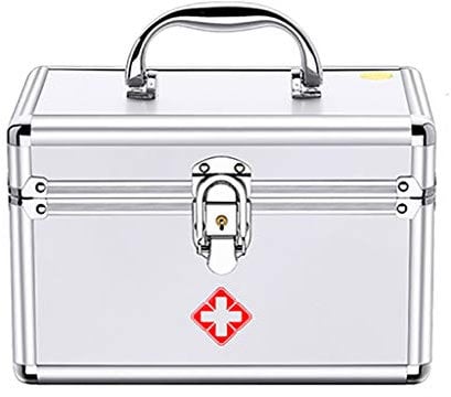 First Aid Kit Lockable First Aid Box Security Lock Medicine Storage Box with Portable Handle for Car, Home, Travel, Camping, Office or Sports