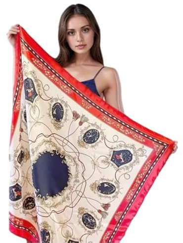 LA FERANI Designer Damen Seidentuch Rosa klassisch Halstuch Seide Chiffon Schal formelle Anlässe Tuch Umschlagtuch leicht 90x90cm Bandana Seidenschal Geschenk Stola Tochter Mutter (Model 5)