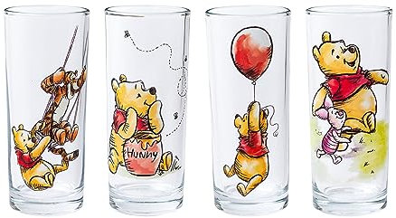 Silver Buffalo Winnie Puuh, Ferkel, Tigger, Hunny, 4-teiliges Trinkglas-Set, 284 ml