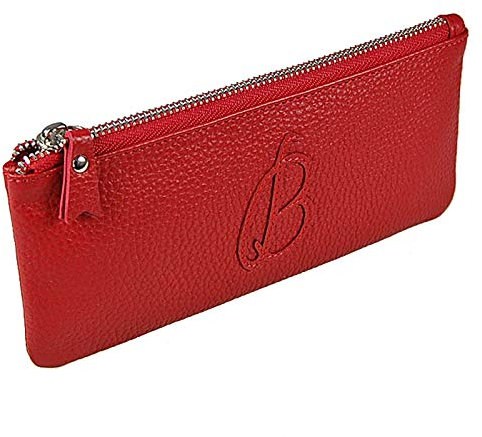 Kosmetiktasche Leder Kosmetiketui Schminktasche Stifteetui Make up Beauty Tasche GoBago (Rot)