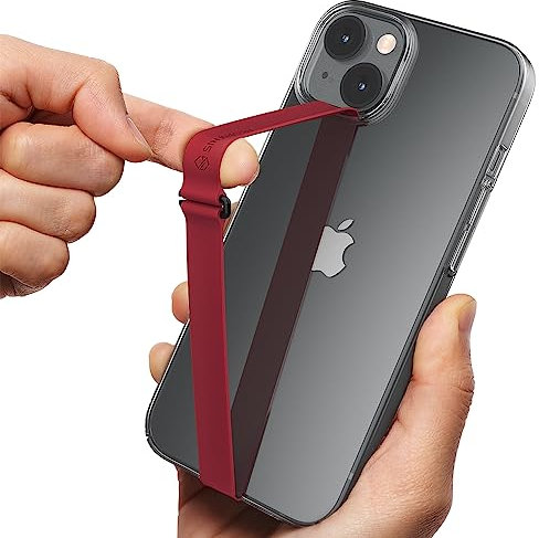 Sinjimoru Silikon Handy Halterung für Finger mit Clip, Handy Fingerhalter für Handyhülle iPhone Fingerhalter Phone Strap Fingerhalterung für iPhone & Android. Sinji Loop Clip 200 Wein Rot