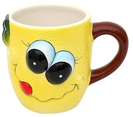 Dekohelden24 Keramik Kaffeebecher - Tasse als Zitrone Größe H/Ø: 9 x 12 cm