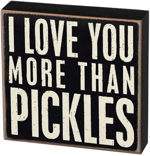 Retro Wooden Signs/I Love You More Than Pickles Tin Sign for Men Women,Wall Decor for Bars,Restaurants,Cafes Pubs Wooden Table 6x6 INCH
