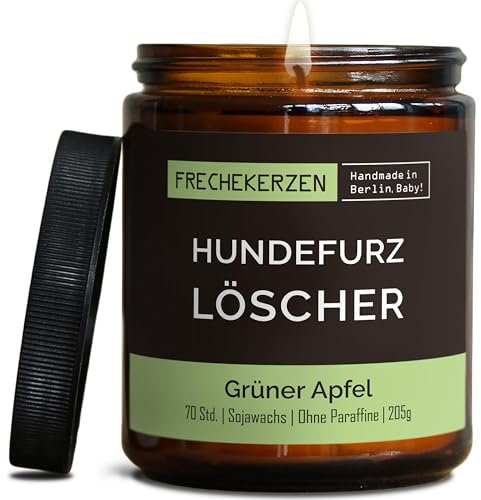 Lustige Duftkerze mit Spruch für Hunde Besitzer & Liebhaber | Handgemacht aus Sojawachs | In Geschenkbox | Nachhaltiges Valentinsgeschenk, Gast Geschenk Hundehalter Dog Lovers |Apfel