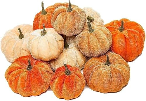 MASINIES Zucche artificiali di Halloween in velluto con zucca ornamentale decorativo mini zucche finte per autunno raccolto autunno decorazione casa (zucche)