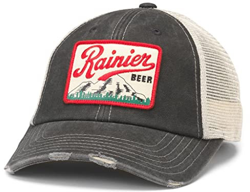 AMERICAN NEEDLE Rainier Beer Patch Unisex verstellbare Snapback-Baseballmütze, Orville (Stone/Black), Einheitsgröße