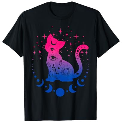 Bisexuelle Astrologie-Katze, Farben der Bi-Pride-Flagge T-Shirt