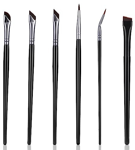 Abeillo Lot de 6 pinceaux à eye-liner, pinceau à sourcils professionnel et précis, pour eyeliner et sourcils