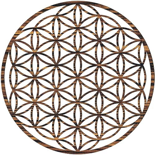 Blume des Lebens Wandbild aus Holz (Ø 20/21,5/26,88/39/43/49cm) (49 cm, Ebenholz)