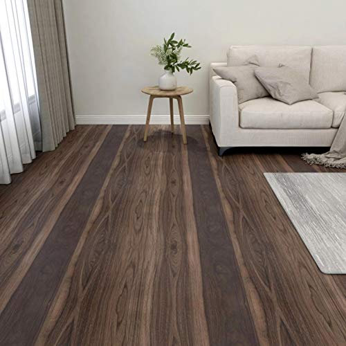 Rantry Listoni Pavimenti Autoadesivi 55 pz in PVC 5,11m² Marrone Scuro, per Ufficio Soggiorno Camera da Letto Bagno Decorazione da Mobili