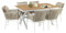 IDIMEX Gartenmöbel Set AFUERA aus Alu in weiß und WPC, Moderne Outdoor Sitzgruppe Tischplatte in Holzoptik und Rope in Champagner, inkl. Sitzkissen, Terassenmöbel