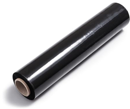 Pak Technik film étirable 23my noir 1kg, longueur 190m, largeur 50cm, film étirable manuel à emballer, film pour meubles, film étirable pour palettes, durable,1 rouleau