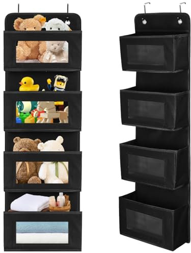 Exyvox Hänging,Hängeorganizer,Hängeregal Mit Vier Stofftaschen Und Transparenten Fenstern,Hängeaufbewahrung,Hängeorganizer Camping,Tür Organizer,Die Im Schlafzimmer, Wohnzimmer,Büro Und Shelf the Door