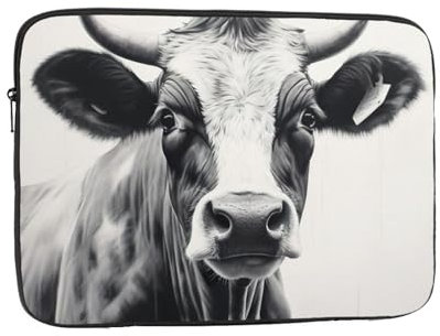 Cow in Black and White Print Laptop Bag Collection Protective,Inner Bag Briefcases for Laptops Portable Bag Work