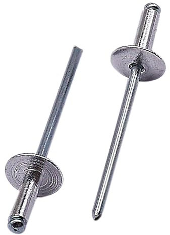 SKIR'CO Lot de 50 rivets aveugles en aluminium à grande bride 3,2 x 12 mm, mandrin en acier, rivets aveugles en aluminium