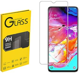 Gehärtetes Glas Displayschutzfolie,Designed für Samsung Galaxy A70,Gehärtetes Glas/Kratzfest/Nur Displaybereich abdecken