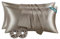 RUIKASI Satin Kissenbezug 40 x 80 Taupe - 2er Set weicher Kopfkissenbezug Braun wie Seidenkissenbezug 40x80 für Haar und Haut mit 2 Haargummis, Bessere Pflege als Silk Pillow Case Pillow Cover