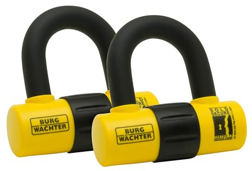 Burg-Wächter 100D Y Duo Motorbike Sold Secure Gold Pack, Yellow, Twin Keyed Alike U Locks