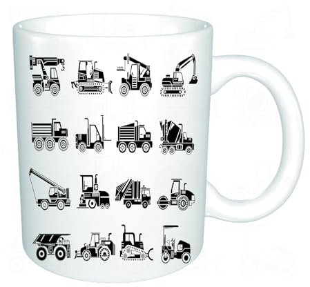 YFHJV Tazza in ceramica originale,11 once di tazze 330 ml,Vivaio, macchinari pesanti e veicoli del sito minerario da costruzione di,tazza divertente - decora la tua tazza