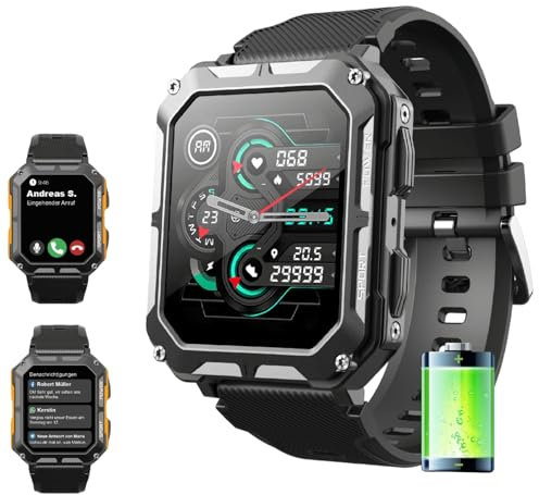 stahl gear stahlgear Thor - Die stabilste Smartwatch mit Telefonfunktion, 1,81'' Display, wasserdicht, Aktivitätstracker, Tracker mit Schlafmonitor, Blutdruckmessung, Sportmodi, Android und iOS
