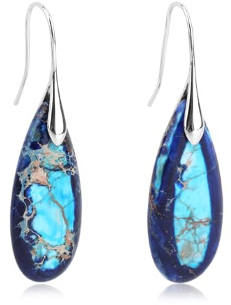 2pcs Natural Stone Earrings, Fishhoop Dangle Dangling Earrings Eye-Catching Red Stone Dangly Drop for Women Unusual Novelty Funky Jewelry