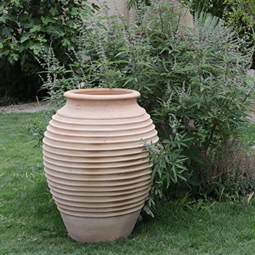 Kreta-Keramik | große handgefertigte Amphore aus echter Terrakotta | 100 cm | frostfest und witterungsbeständig | bauchiges XXL- Pflanzgefäß für den Garten Außenbereich Ficus