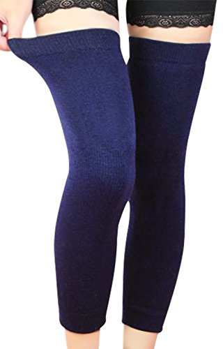 Faxianther Men Women Thicken Long Stretchy Knee Sleeve Leg Warmers Winter Breathable Thermal Knee Brace Pads Support Protector Legging Stockings for Outdoor Sports Arthritis Tendonitis Navy Blue